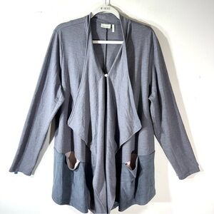 2/$35 LOGO Lounge Lori Goldstein Cascading Cardigan Faux Suede Hem